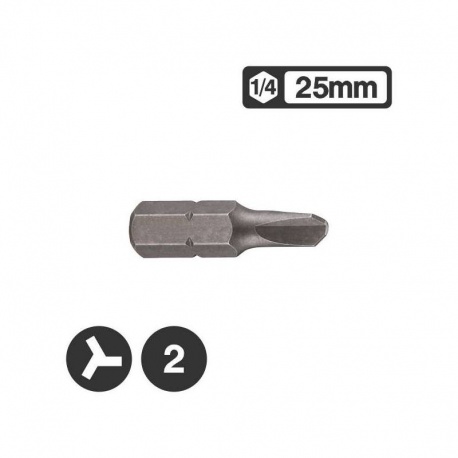 Force 122S2502 - 1/4″ Tri-Wing Bit 25mm - No 2
