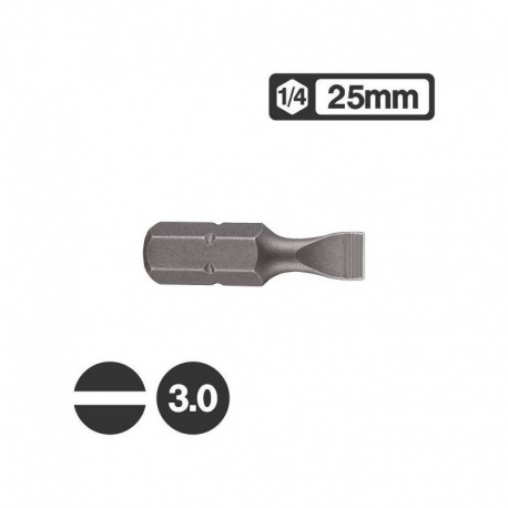 Force 1232503 - 1/4″ Slotted Bit 25mm - 3.0mm