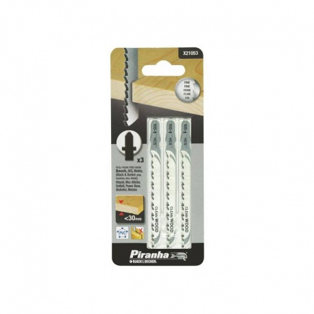 Black & Decker X21053 - Piranha Jigsaw Blades for Wood Bosch-type Shank - 3 pcs