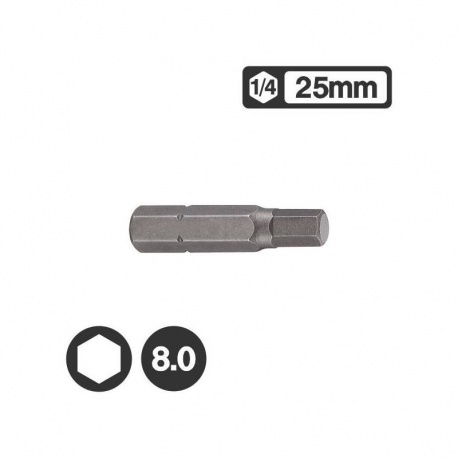 Force 1242508 - 1/4" Hex Bit 25mm - 8.0mm