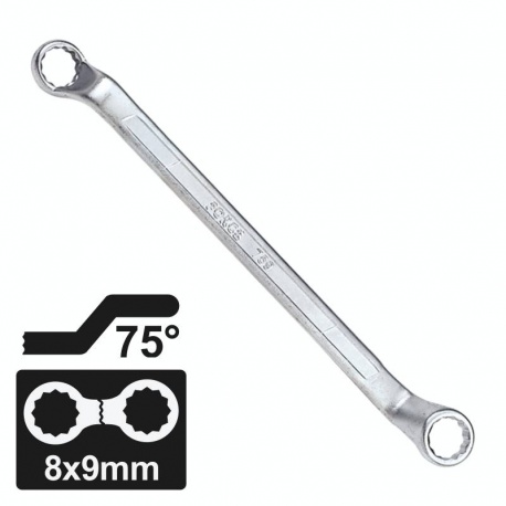 Force 7590809 - 75° Offset Cr-V Ring Spanner 8x9 mm