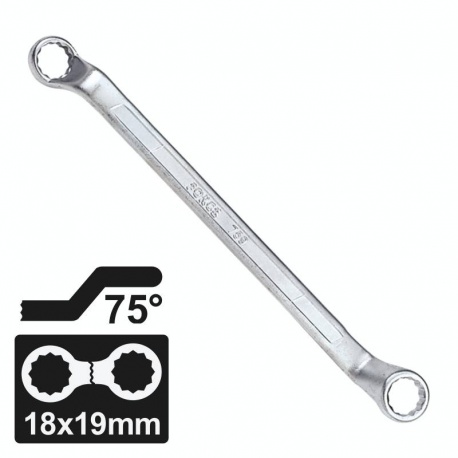 Force 7591819 - 75° Offset Cr-V Ring Spanner 18x19 mm