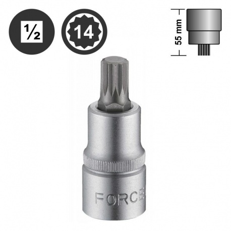 Force 34805514 1/2" spline socket bit - M14