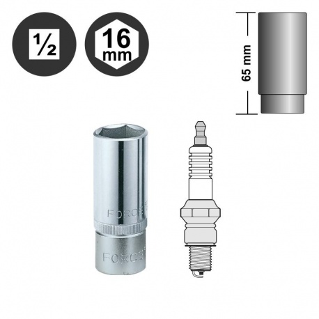 Force 807416 1/2" spark plug socket - 16mm