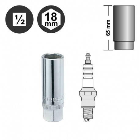 Force 807418 1/2" spark plug socket - 18mm
