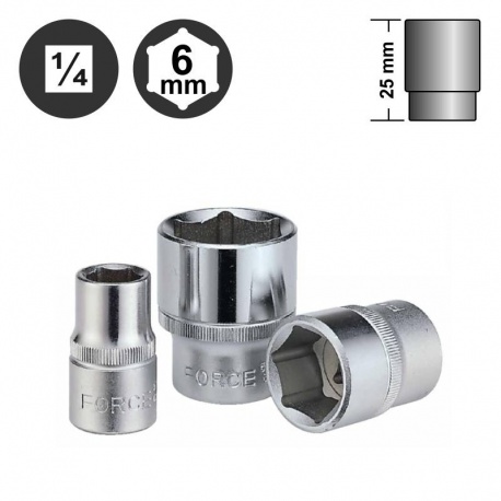 Force 52506 6pt. surface flank socket 1/4" - 6mm