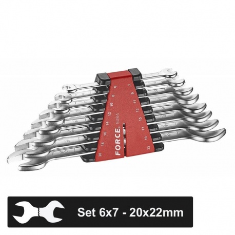 Force 5084 double open end spanners, 8 pcs set