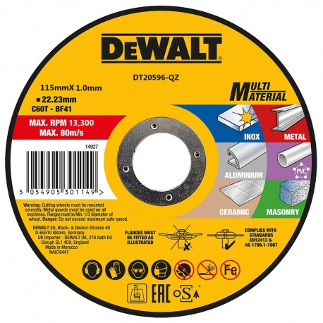 DT20896 Multi material Cutting Discs 1.0 x 115mm