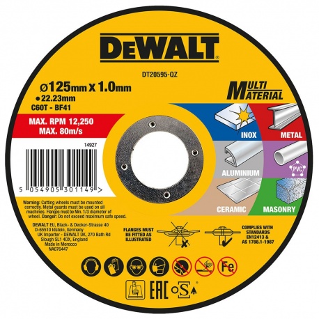 DT20596 Δίσκοι Κοπής Multi C60T BF41 1.0 x 115mm