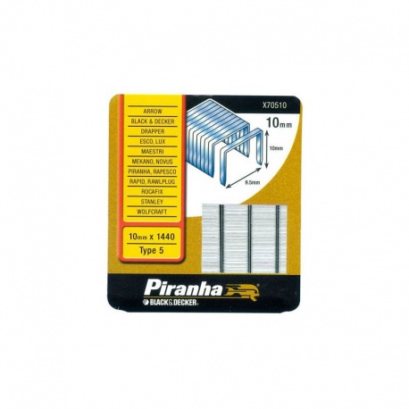 Black & Decker X70510 Piranha Type 5 Heavy Duty Staples - 10mm