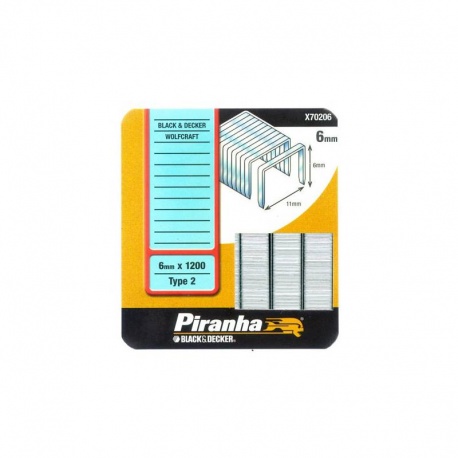 Black & Decker X70206 Piranha Type 2 Heavy Duty Staples - 6mm